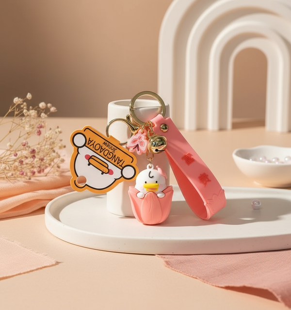 Porte-Clés Canard dans Fleur de Cerisier