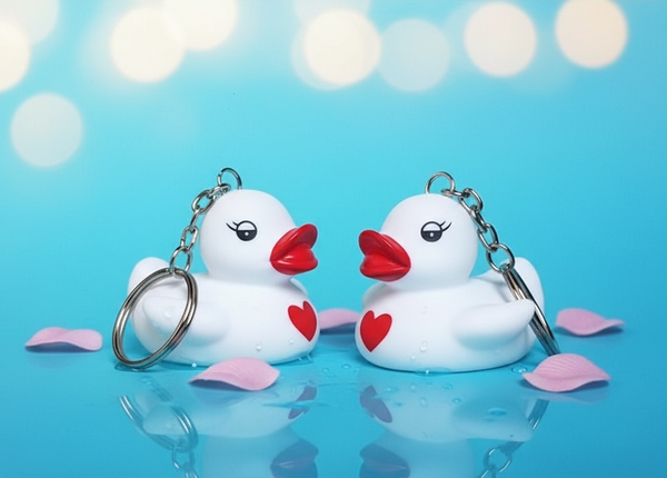 Porte-Clés Canard Blanc Cœur Rouge