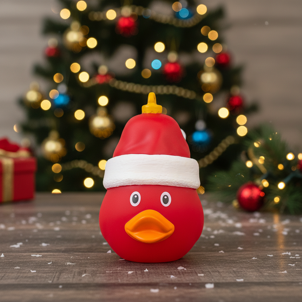 Kerstbal-eend met hoed