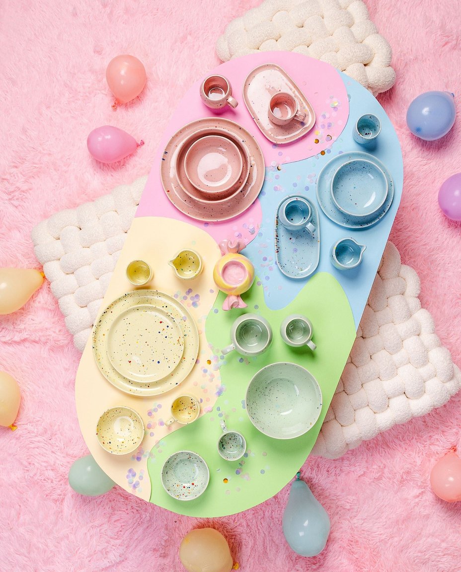 New Party Stoneware Set 30 Pieces Mixed Color