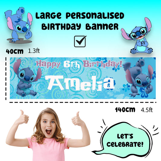 Bannière d’anniversaire – Disney Stitch for Girls