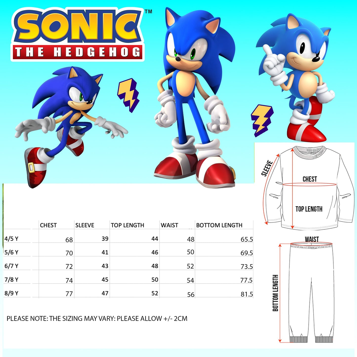 Sonic THE HEDGEHOG Pyjama For enfant