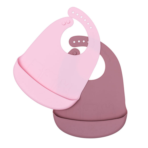 Set di 2 bavaglini rosa cipria e rosa antico
