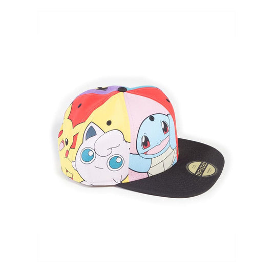 Gorra snapback de Pokémon con diseño de arte pop multicolor