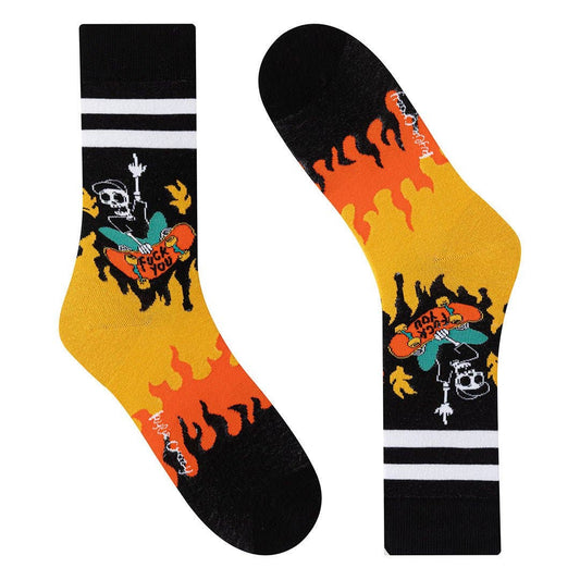 Chaussettes Squelette Skateboard « Fuck You »