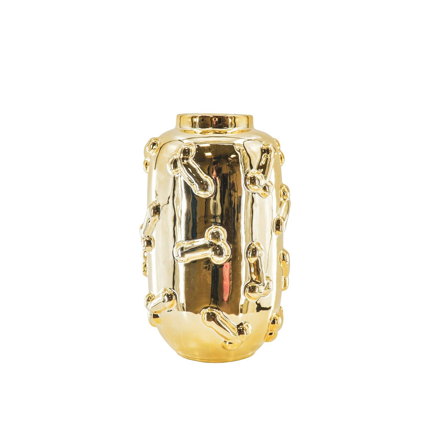 Vase - Dick - Céramique - Or - 17x17x27cm