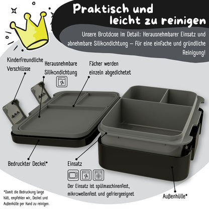 Brotdose mit Fächern, leicht & auslaufsicher - schwarz