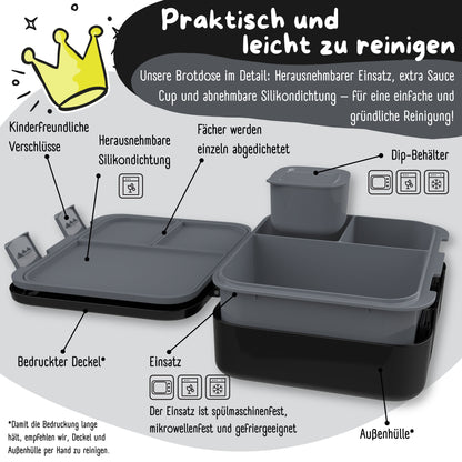 Brotdose mit Fächern, leicht & auslaufsicher - schwarz