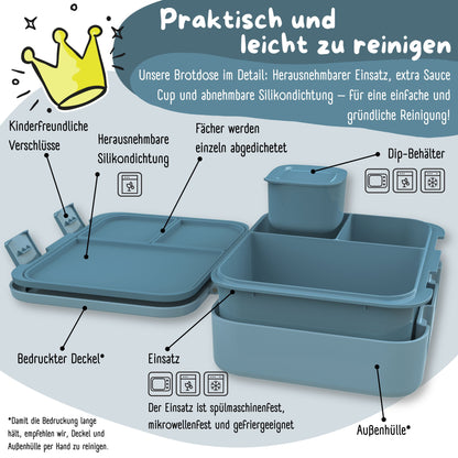 Brotdose mit Fächern, leicht & auslaufsicher - blau