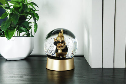 Rock Garden Gnome Snow Globe - Gold