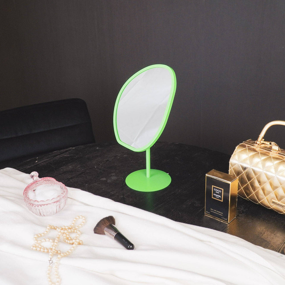 Miroir de Maquillage - Rond - Vert - 16,5x12x31,5cm