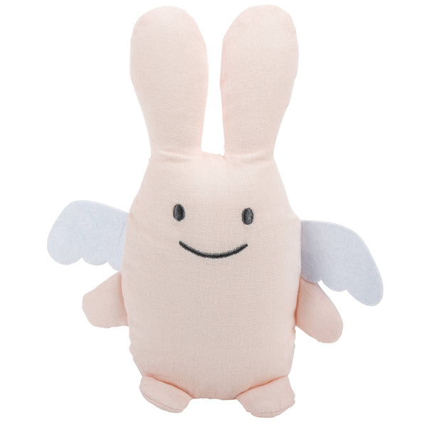 Ange Lapin Doudou avec Hochet - Coton Bio Rose