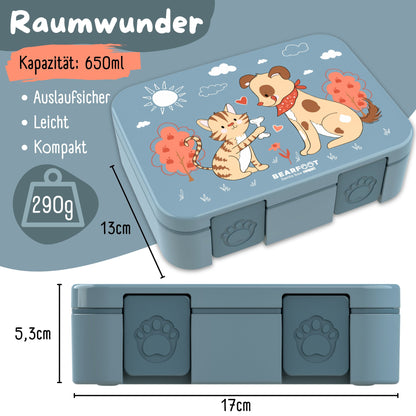 Brotdose mit Fächern, leicht & auslaufsicher - Hund & Katze