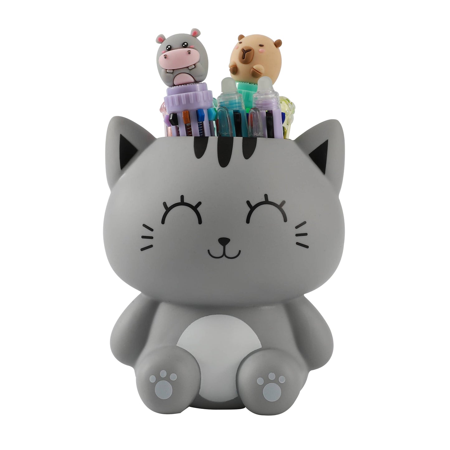3D Grey Cat Pen Holder