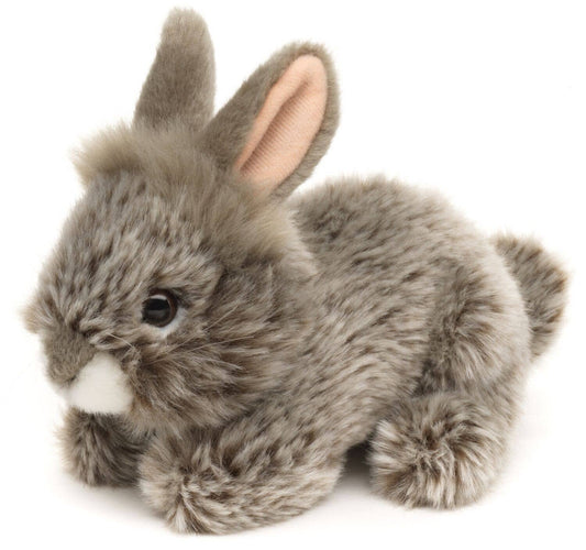 Conejo de angora, peluche tumbado (gris)
