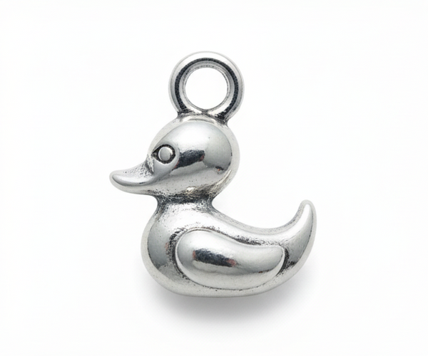 Charm de pato plateado