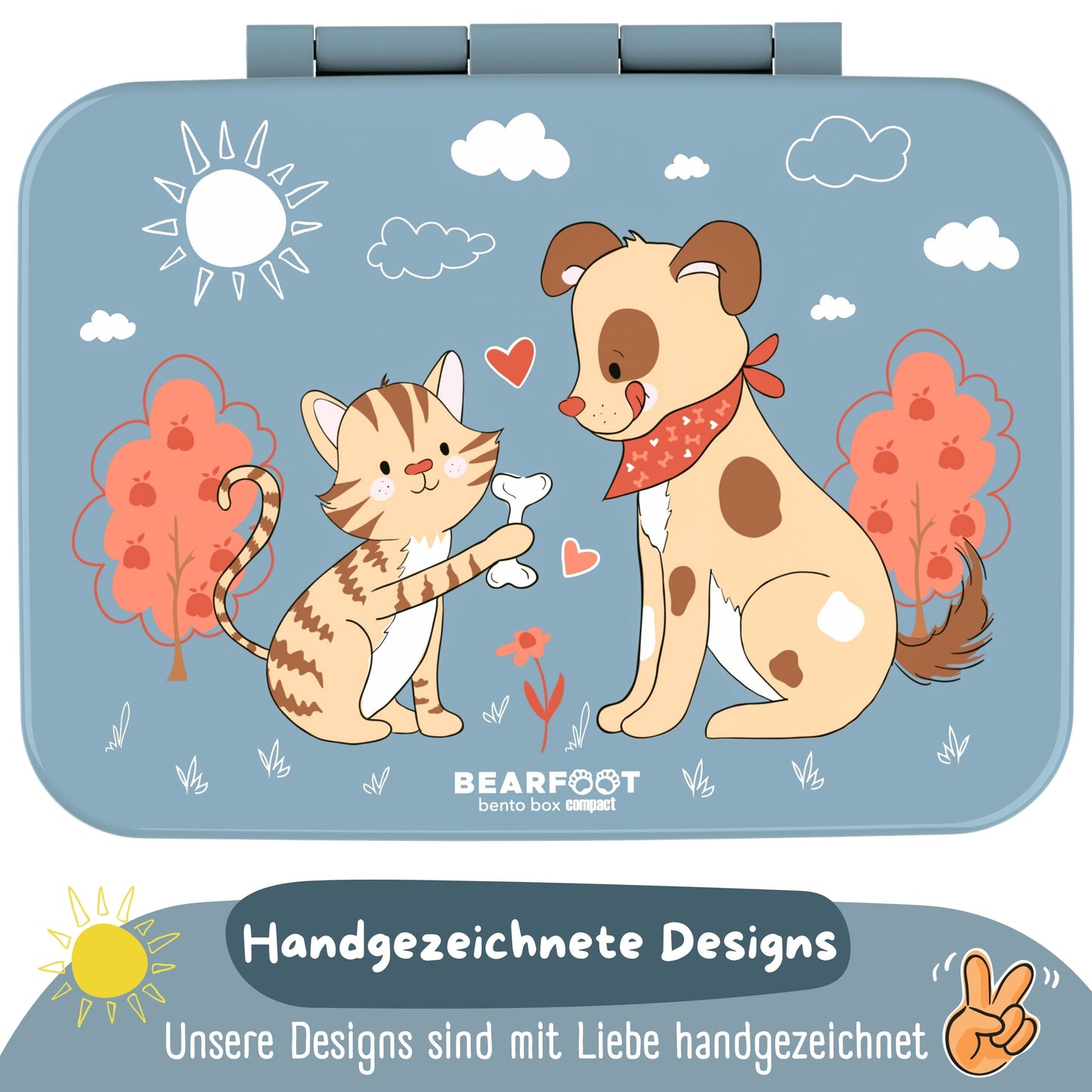 Brotdose mit Fächern, leicht & auslaufsicher - Hund & Katze