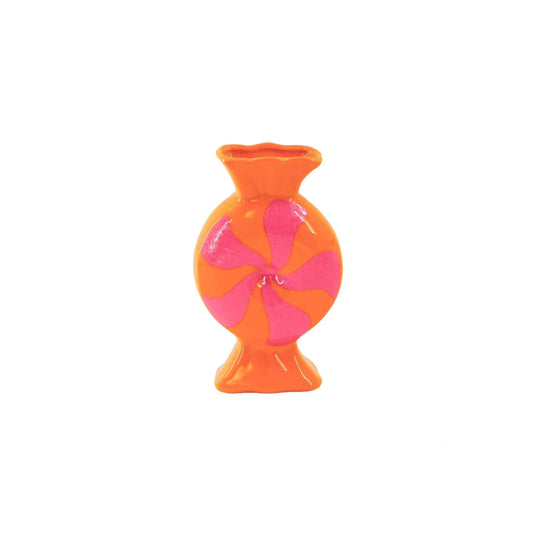 Flower Vase - Toffee Candy - Ceramic - Pink/Orange - 12x6.5x20cm