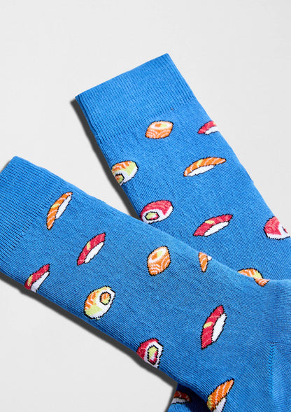 BeJapan Sushi - Chaussettes 100 % coton biologique: Bleu / 36/40
