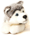 Peluche Chiot Husky Gris Couché - 23 cm (Longueur)