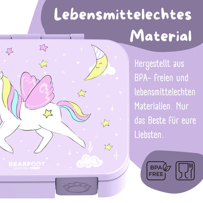 Brotdose mit Fächern, leicht & auslaufsicher - Einhorn lila