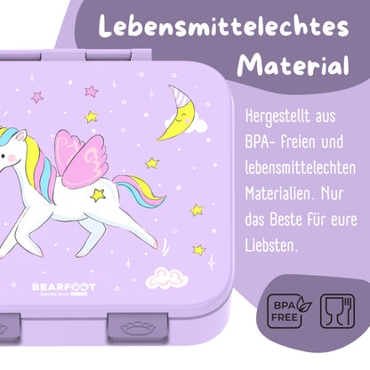 Brotdose mit Fächern, leicht & auslaufsicher - Einhorn lila