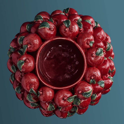 リンゴの形をした花瓶、赤色の炻器製、42 x 42 x 32 cm