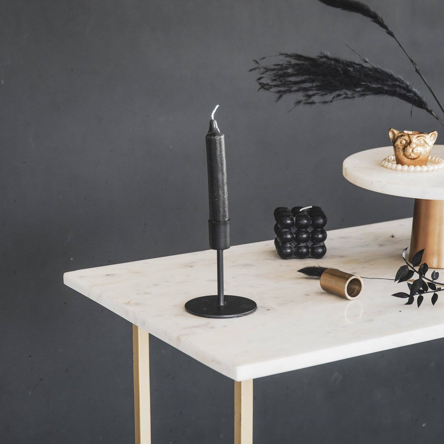 Bougeoir - Basique - Métal - Noir - 8x8x10cm