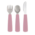 Conjunto de talheres infantis em poeira rosa