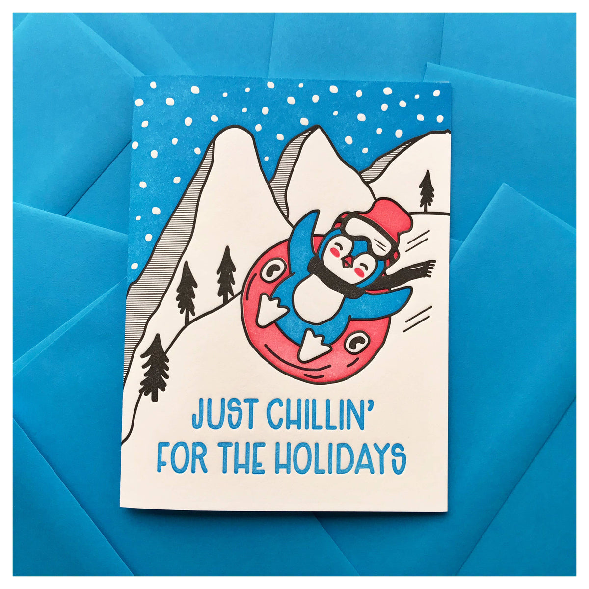 Carte de Vœux Pingouin « Just Chillin' for the Holidays »