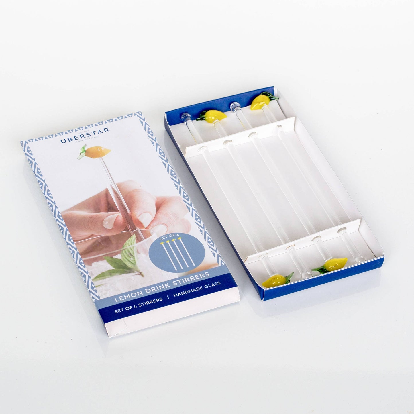 Agitadores de cóctel de vidrio de limón