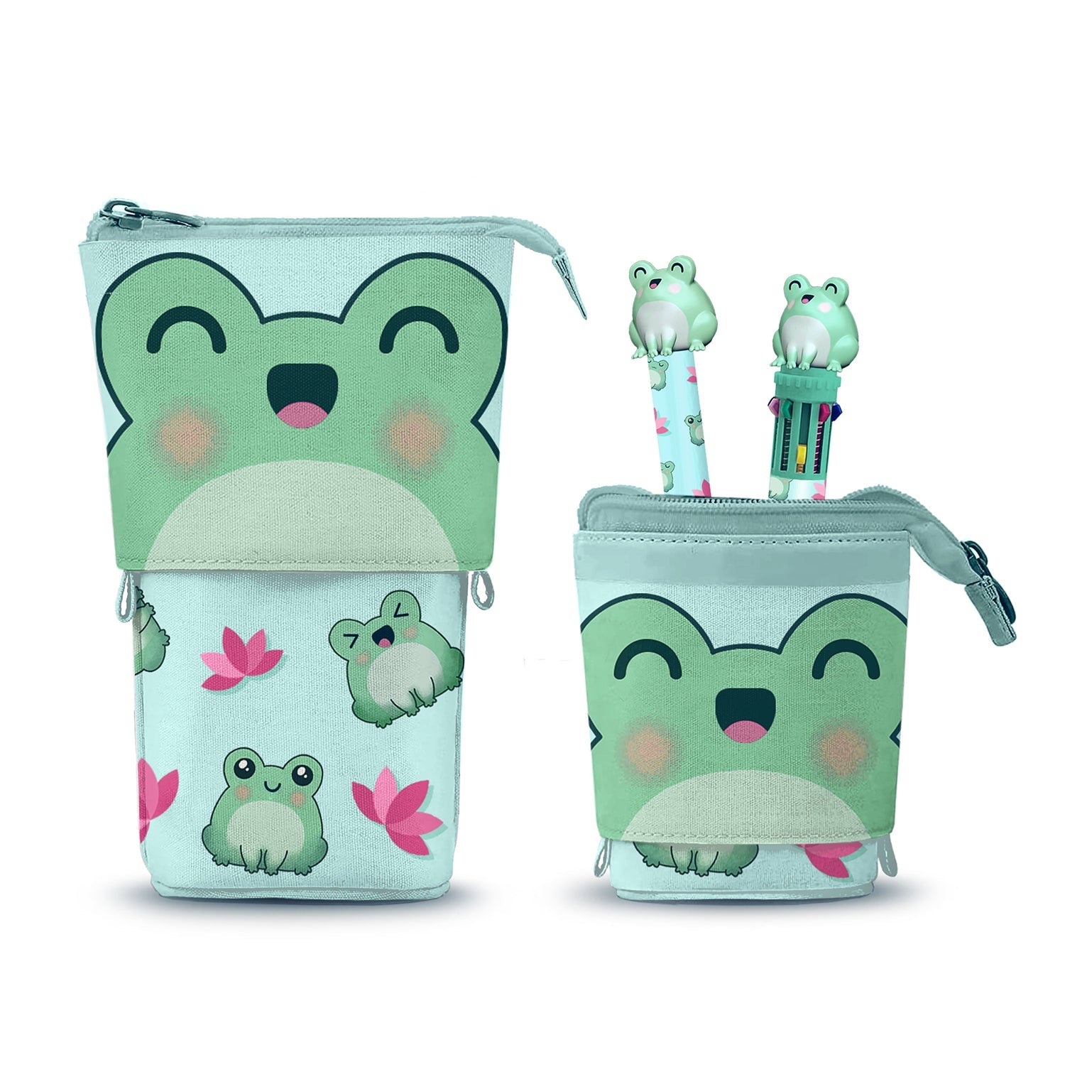 Trousse Cute + Stylo 10 Couleurs + Stylo Gel Effaçable Oh My Pop! « Froggy »