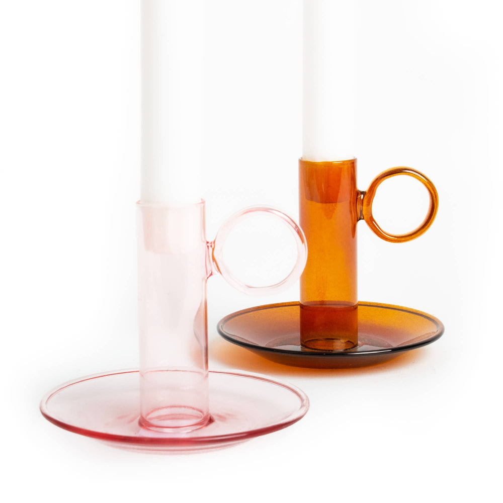 Candelabro de cristal ámbar
