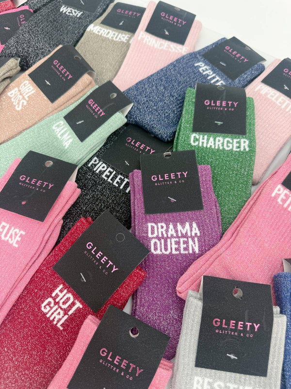 Chaussettes à Paillettes Connasse Noir – Gleety