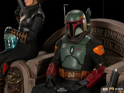 Statue Boba Fett and Fennec Shand on Throne Deluxe - Star Wars: The Mandalorian - Art Scale 1/10