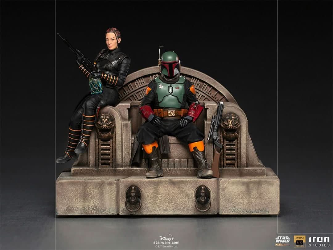 Statue Boba Fett and Fennec Shand on Throne Deluxe - Star Wars: The Mandalorian - Art Scale 1/10