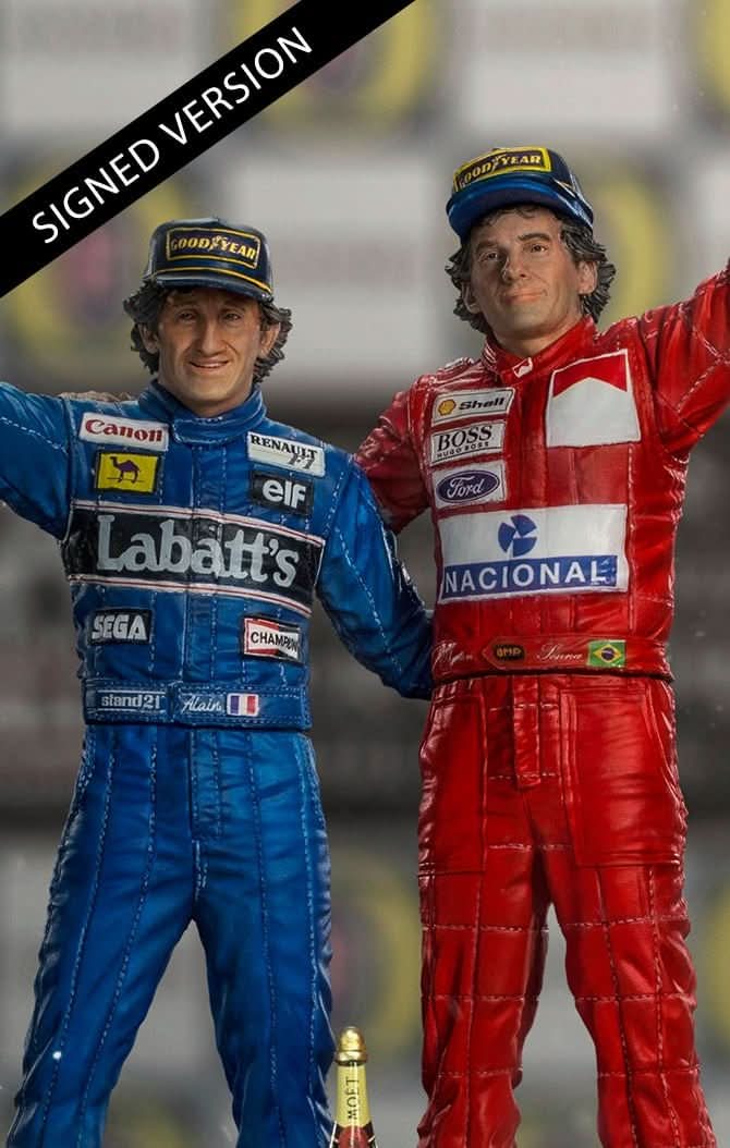 Statue Ayrton Senna and Alain Prost Deluxe Signed by Alain Prost Version - The Last Podium - Art Scale 1/10