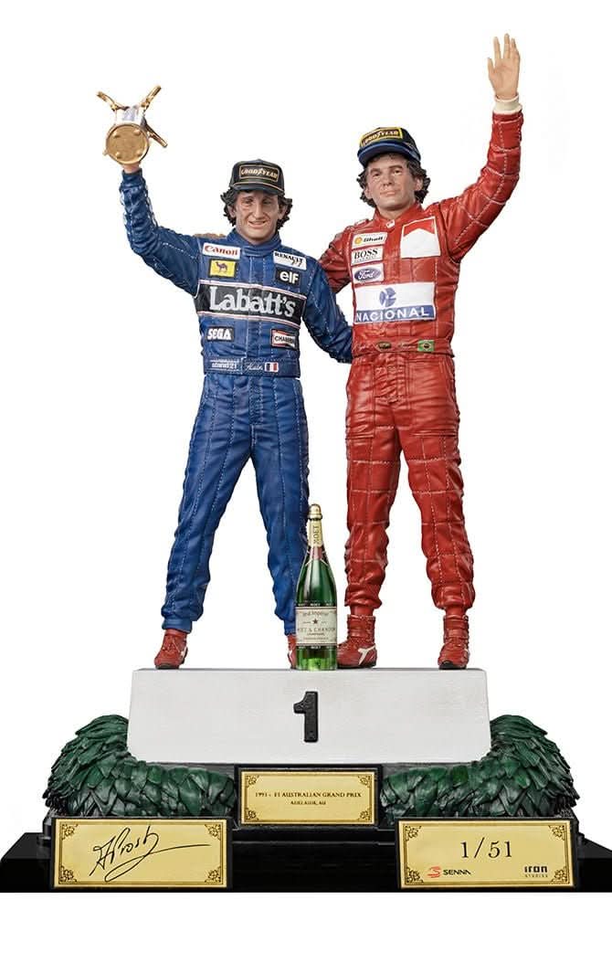 Statue Ayrton Senna and Alain Prost Deluxe Signed by Alain Prost Version - The Last Podium - Art Scale 1/10