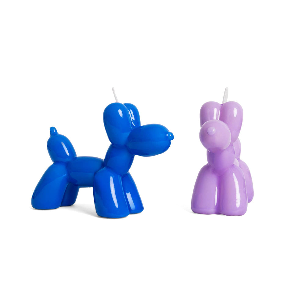 Vela con forma de perro globo azul eléctrico