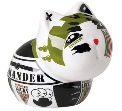 Tirelire Chat Comando en porcelaine