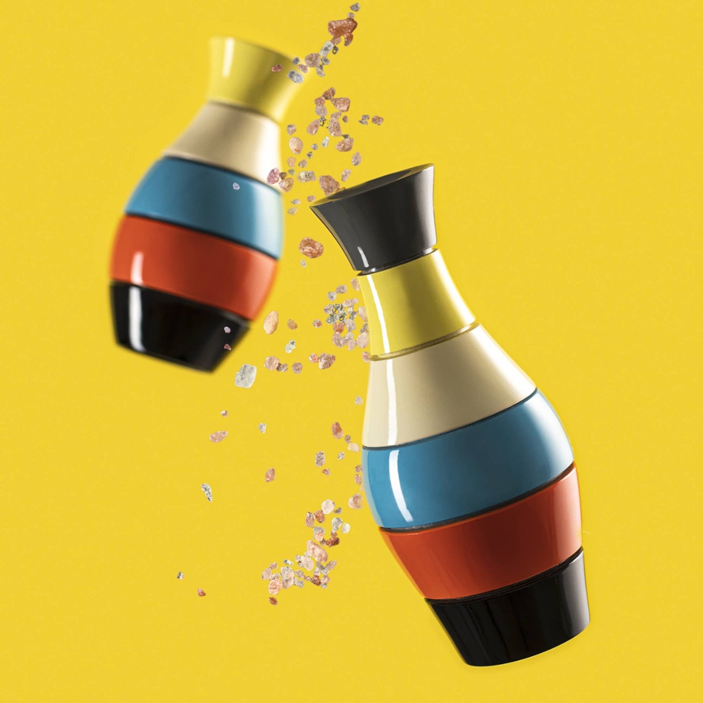 Grand moulin à épices « Vase » en hêtre laqué multicolore