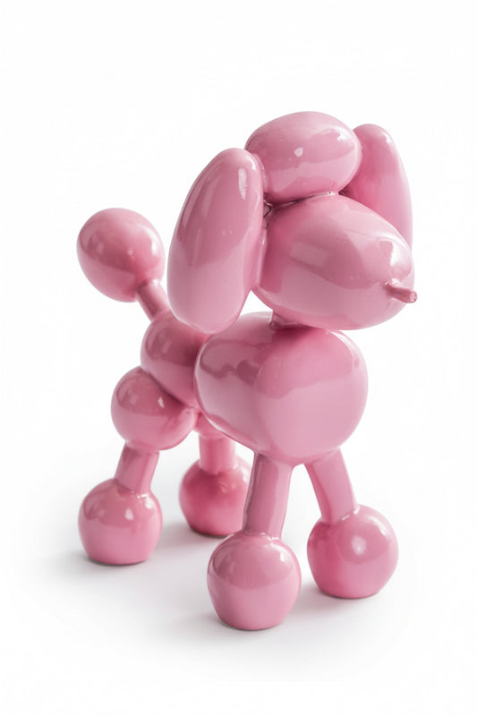 Decoratief poedelbeeldje met roze ballon