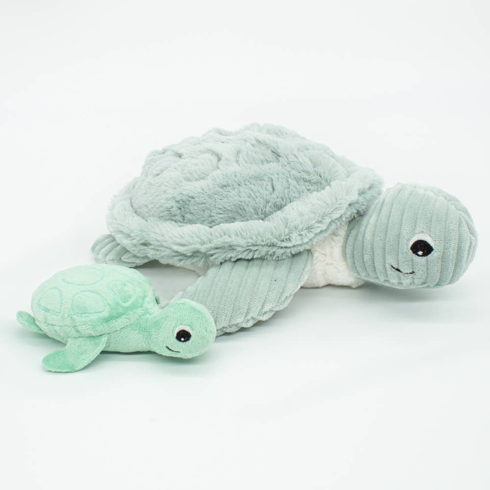 Peluche Ptipotos Maman et Bébé Tortue - Menthe