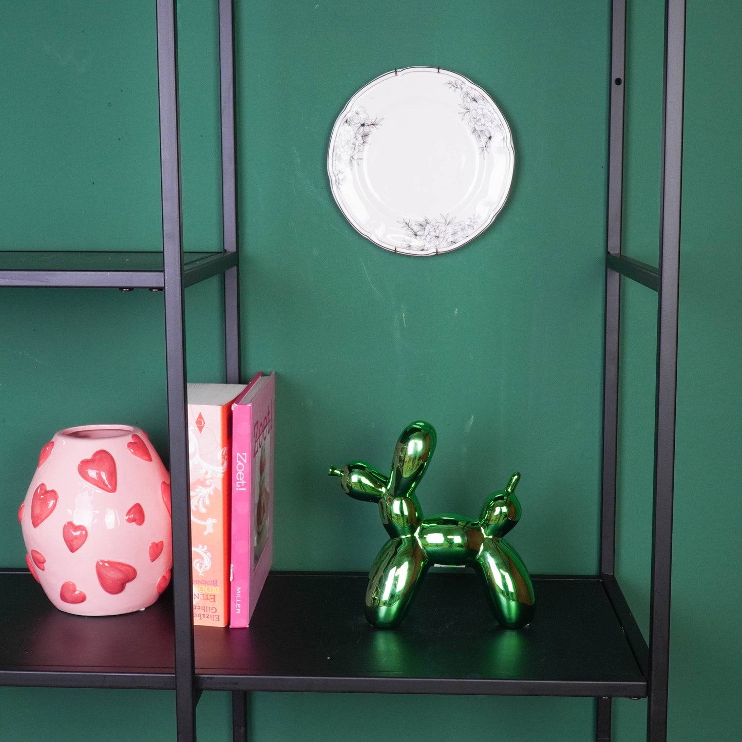 Ornament - Balloon Dog Statue - Ceramic - Metallic Green - 20x9x19 cm