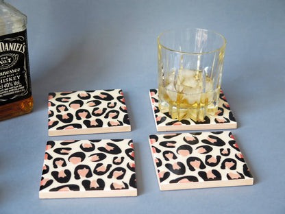 Leopard design ceramic coasters