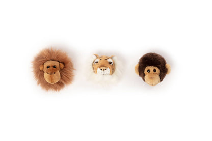 Mini decorazione da parete con testa di animale di peluche: set giungla