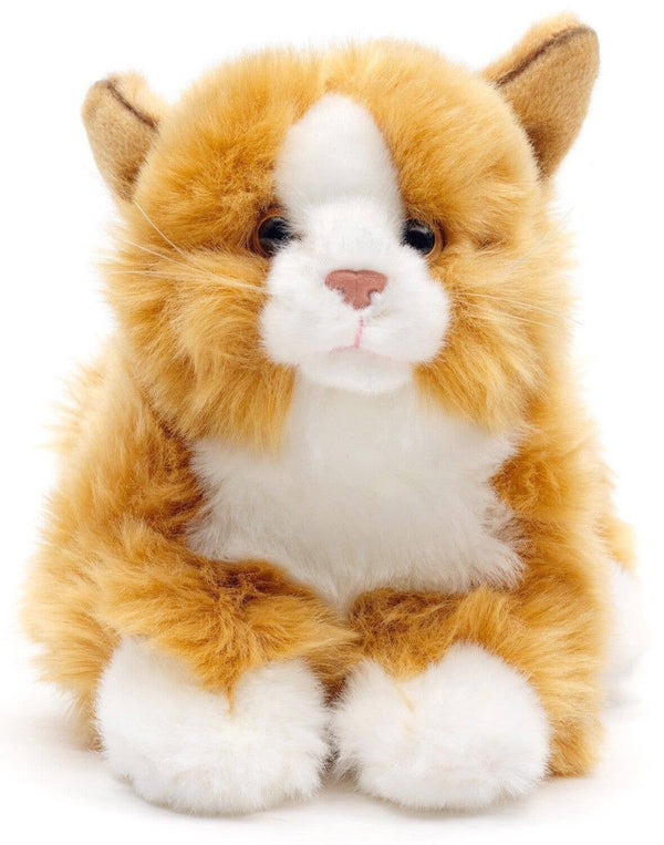 Chat couché (brun-rouge) - peluche Uni Toys
