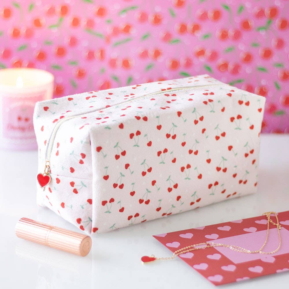 Trousse de Maquillage Cerises en Forme de Cœur