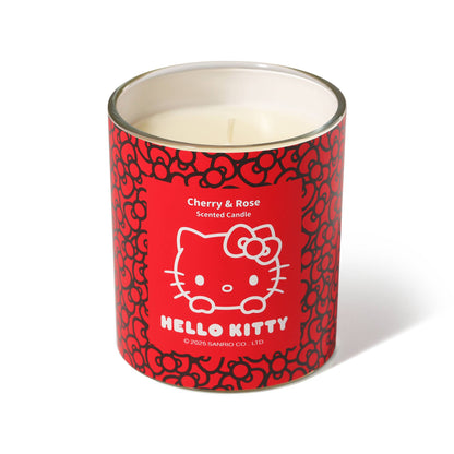 Vela roja con estampado original de Hello Kitty y aroma a cereza y rosa