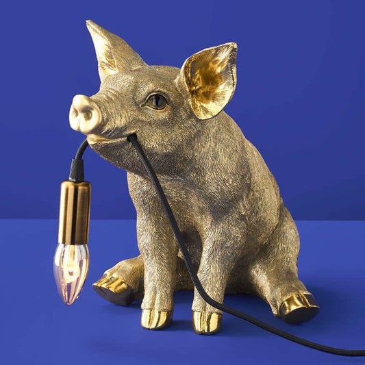 Lampe de table Cochon doré